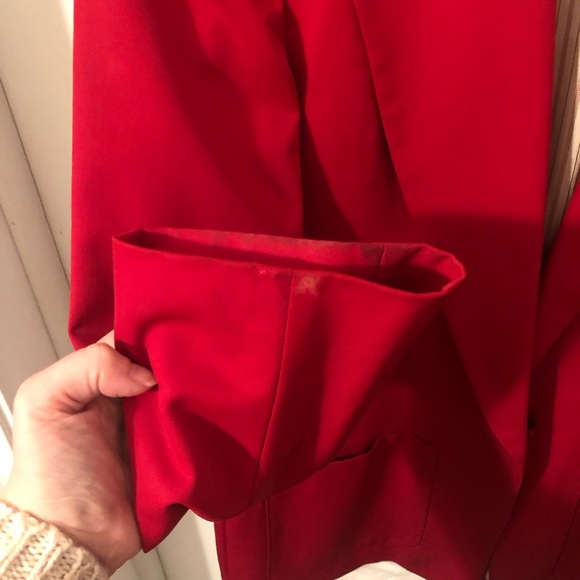 Vintage 1950s Pendleton Red Wool Women’s Blazer with Striped Lining - Picture 4 of 10